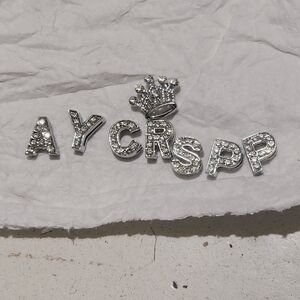 Pandora Silver CZ Crown and Letter Charm Set